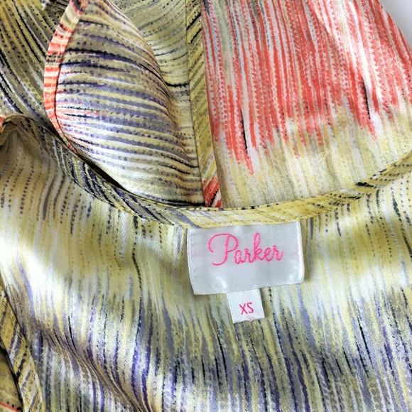 Parker Dress Silk Ruffle Watercolor Stripe Mini - Picture 6 of 7